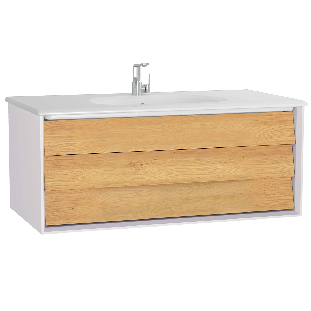 Frame Lavabo Dolabı, Mat Soft Beyaz - Dore Meşe