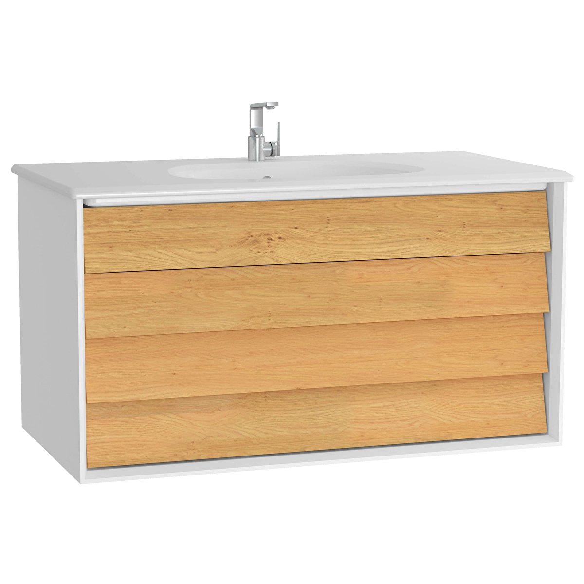 Frame Lavabo Dolabı, Mat Soft Beyaz - Dore Meşe