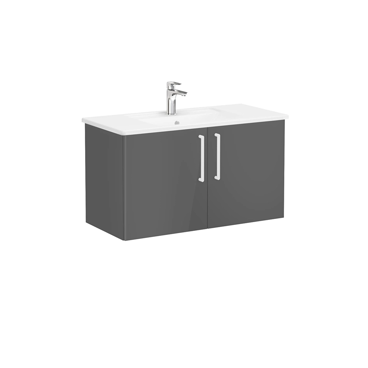 Root Flat Lavabo Dolabı, Parlak Antrasit