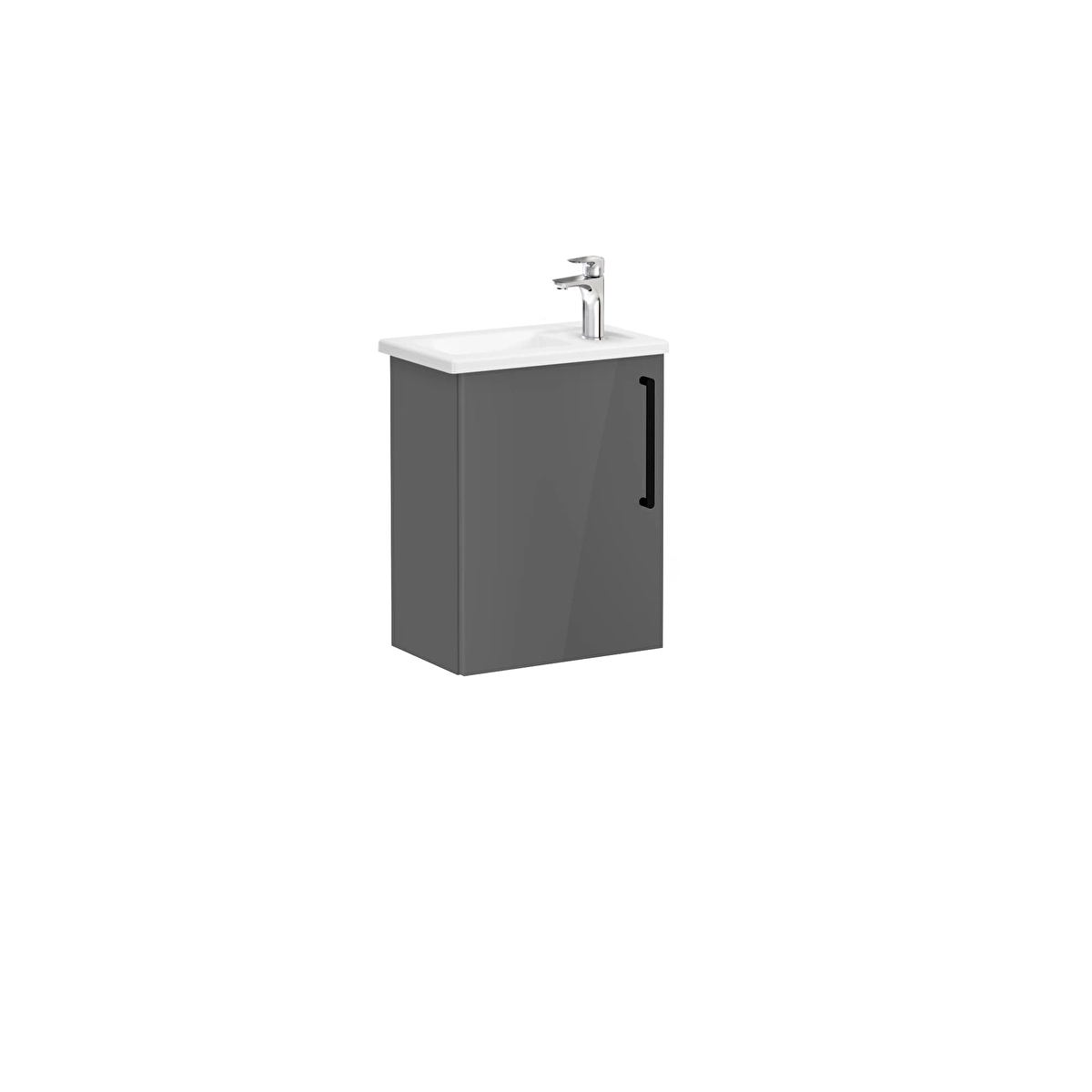 Root Flat Lavabo Dolabı, Parlak Antrasit