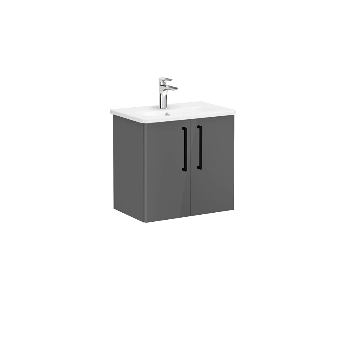 Root Flat Lavabo Dolabı, Parlak Antrasit