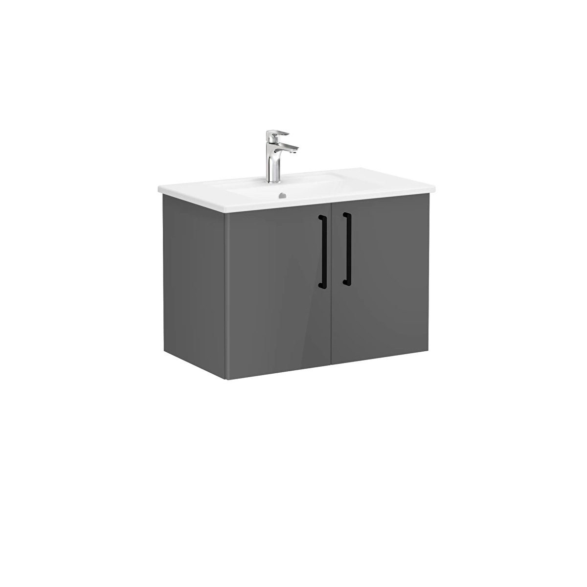 Root Flat Lavabo Dolabı, Parlak Antrasit