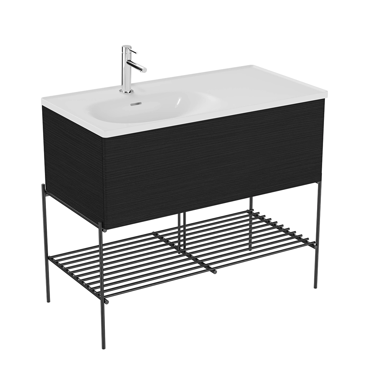 Equal Lavabo Dolabı, Hareli Siyah Meşe