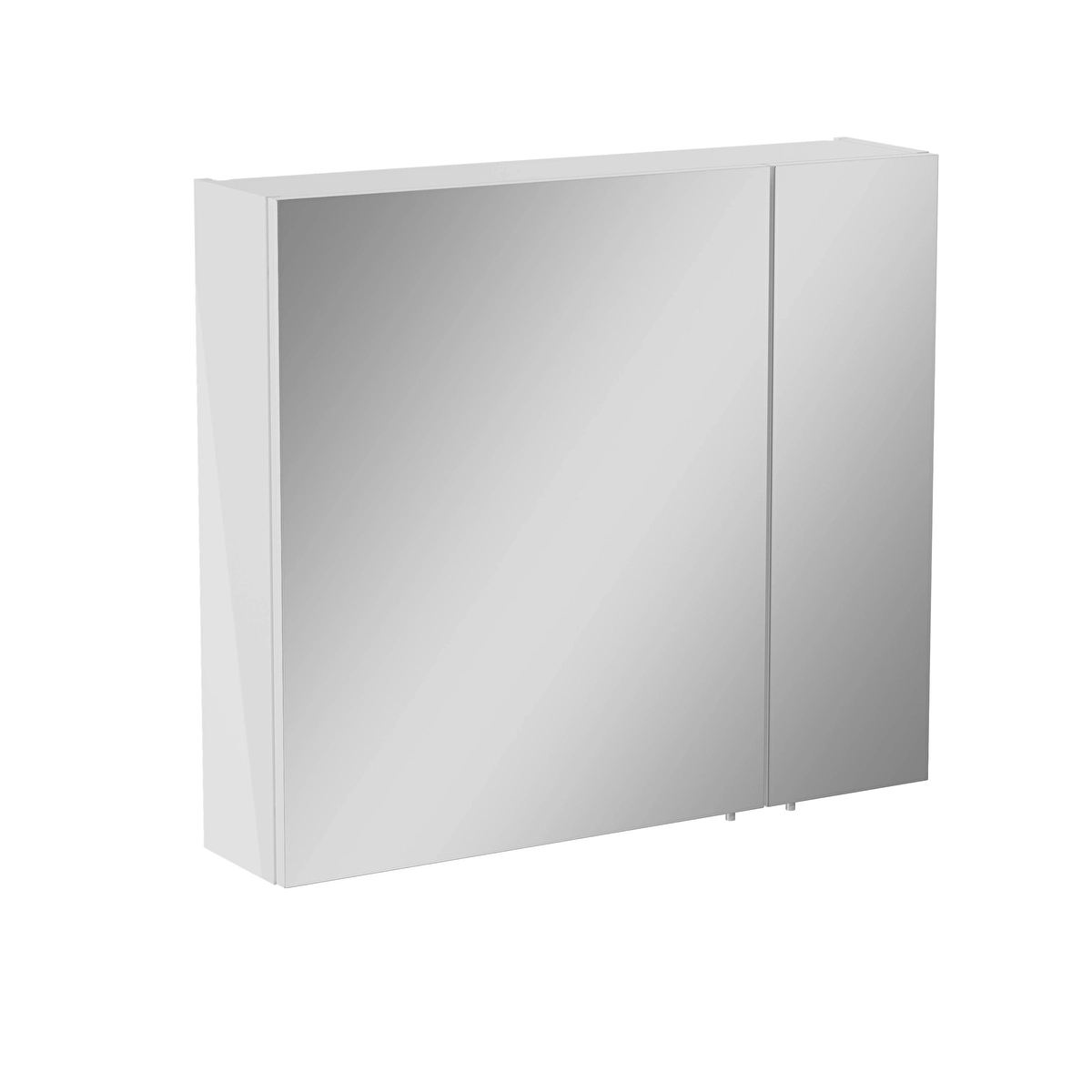 Base Lite Asimetrik Aynalı Banyo Dolabı, Parlak Beyaz