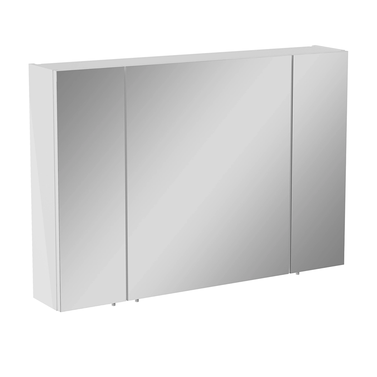 Base Lite Asimetrik Aynalı Banyo Dolabı, Parlak Beyaz