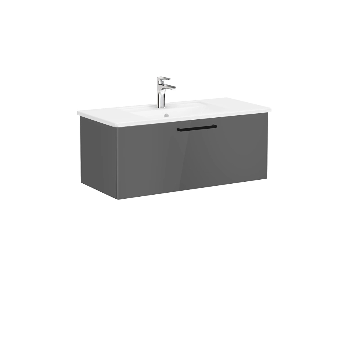 Root Flat Lavabo Dolabı, Parlak Antrasit