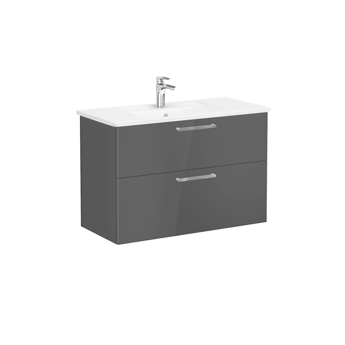 Root Flat Lavabo Dolabı, Parlak Antrasit