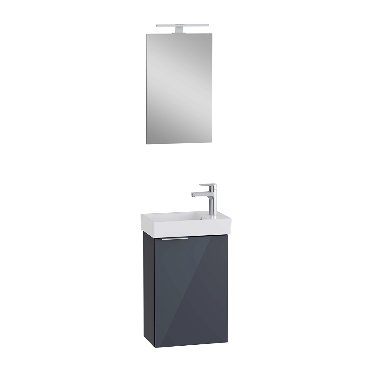 Mia Plus Square Banyo Dolabı Seti, Parlak Antrasit