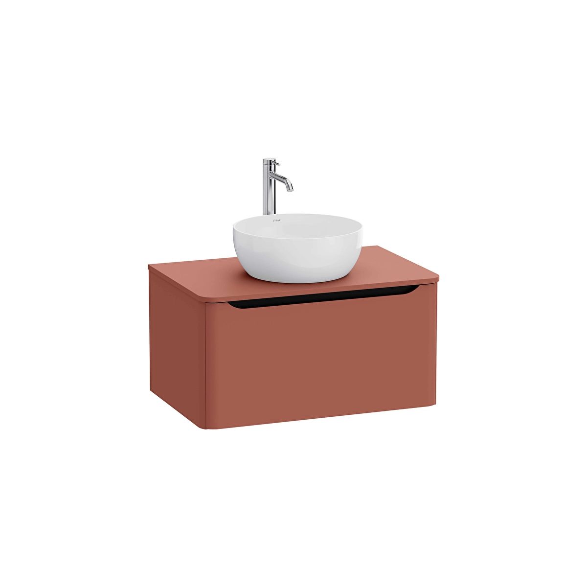 Integra Round Lavabo Dolabı, Mat Kırmızı