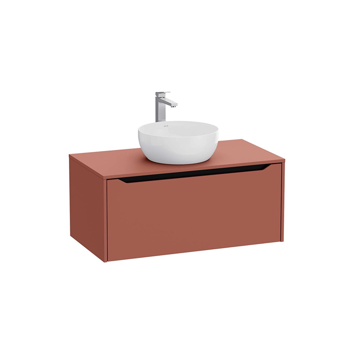Integra Square Lavabo Dolabı, Mat Kırmızı