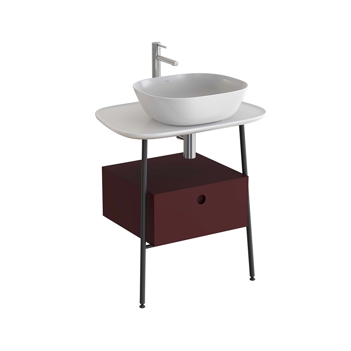 Plural Lavabo Dolabı, Mat Bordo