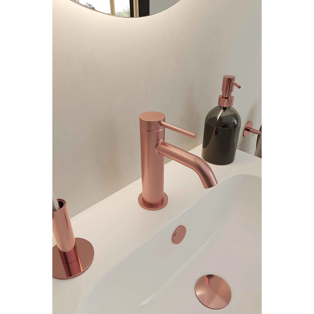 Minimax Round Lavabo Bataryası, Fırçalı Soft Bakır