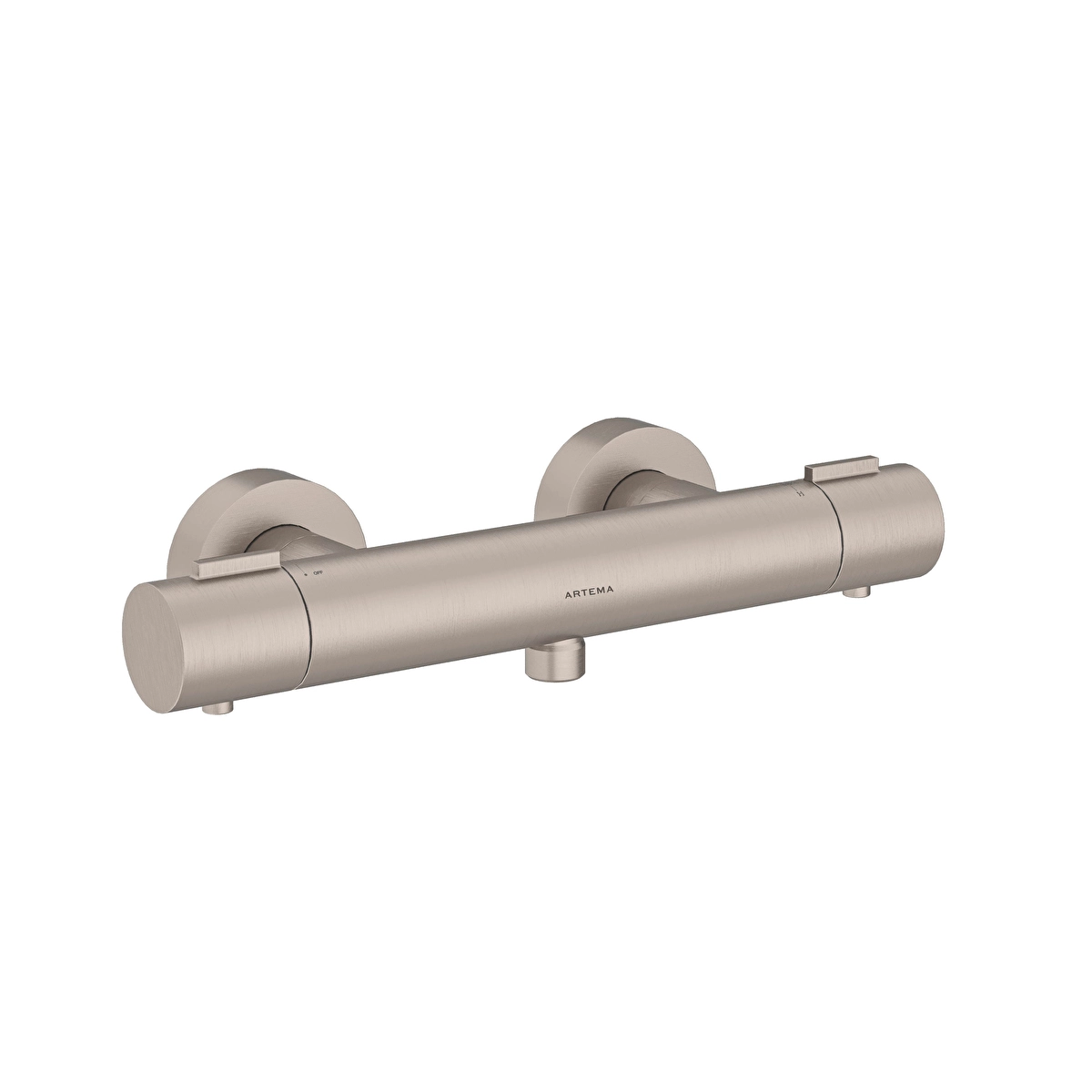 Base Round Termostatik Duş Bataryası, Fırçalı Nikel