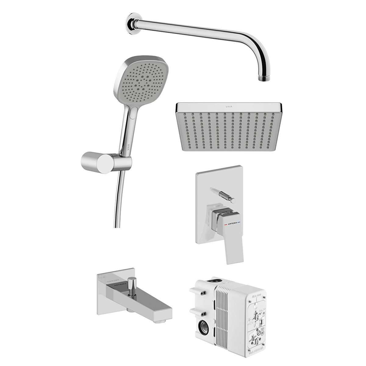 Minimax Square Ankastre Banyo Seti, Krom