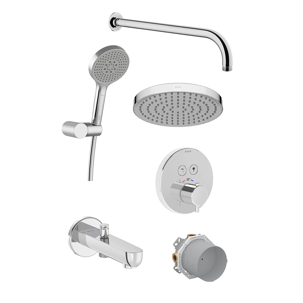 AquaControl Round Ankastre Banyo Seti, Krom